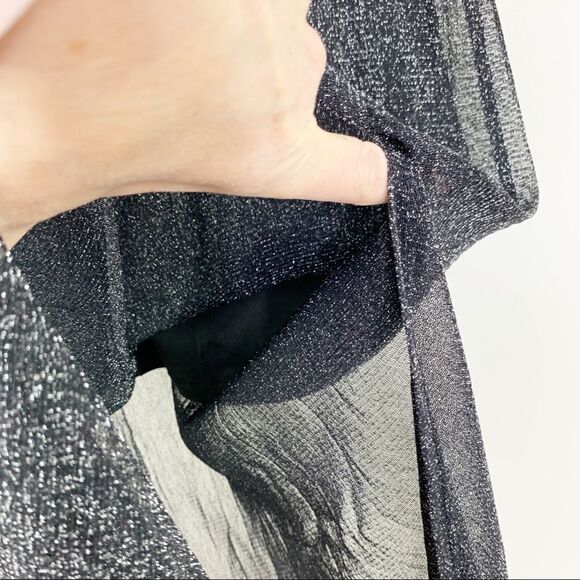 MINKPINK In the Night Black Sheer Sparkle Mesh Midi Dress Over Slip Dress XS NWT - Picture 15 of 16